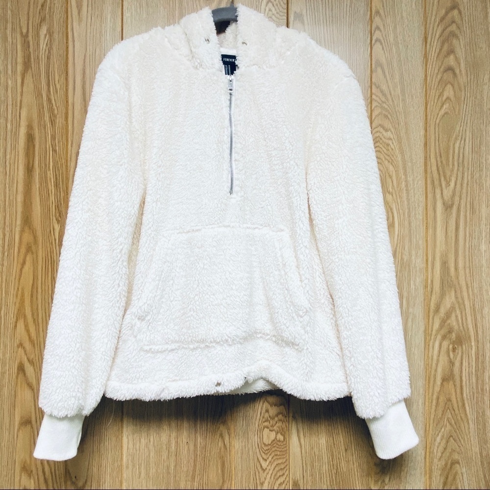 Forever 21 Quarter Zip Teddy Hoodie